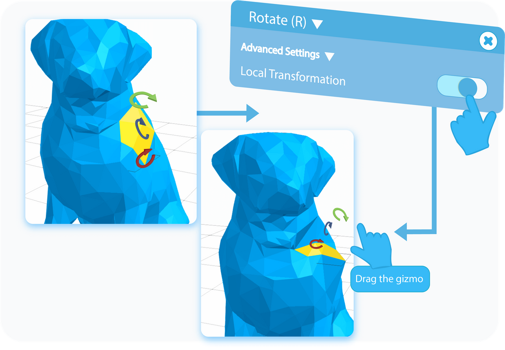 Toggle to enable the Local Transformation setting of the Rotate tool